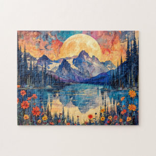Puzzle Illustration aquarelle abstraite de pleine lune su
