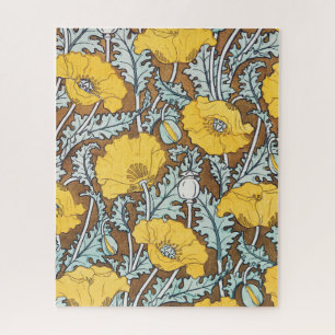 Puzzle Illustration Art Nouveau Poppy Fleur Jaune