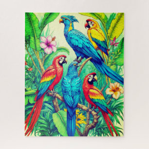 Puzzle Illustration botanique d'oiseaux tropicaux