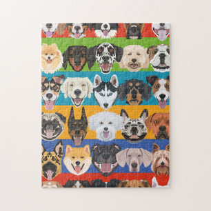 Puzzle Illustration chiens colorés motifs sans soudure