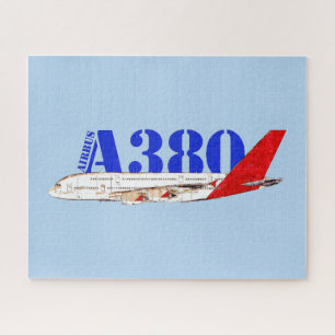 Puzzle Illustration d'Airbus A380 avec design de queue ro