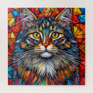 Puzzle Illustration de chat abstrait vibrant
