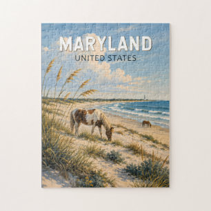 Puzzle Illustration de cheval du Maryland Art de voyage V