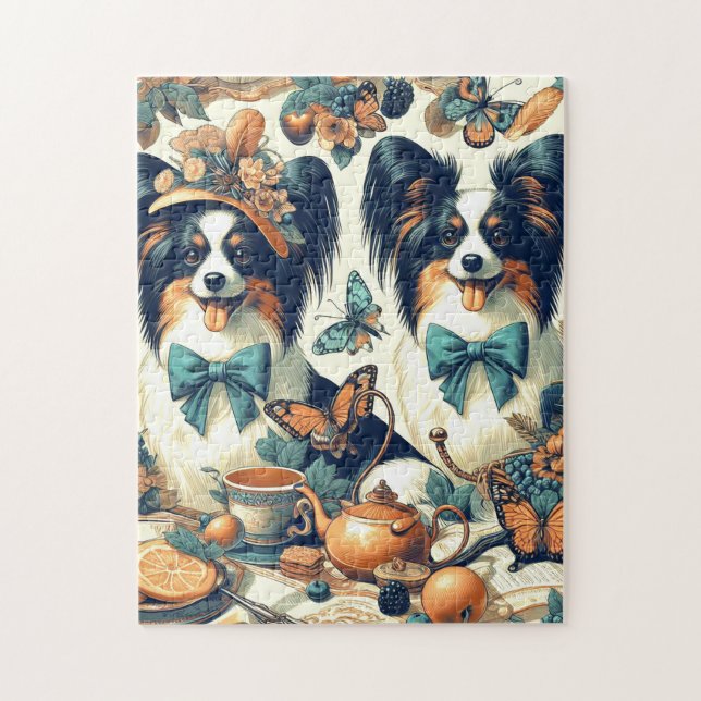 Puzzle Illustration de chien de papillon mignonne (Vertical)