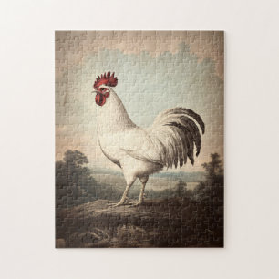 Puzzle Illustration de Coq Blanc Inspirée de l'Ancien