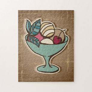 Puzzle Illustration de crème glacée dans le rétro styl
