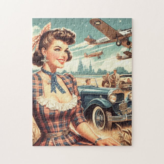 Puzzle Illustration de fille Vintage (Vertical)