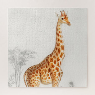 Puzzle Illustration de girafe Art imprimé vintage