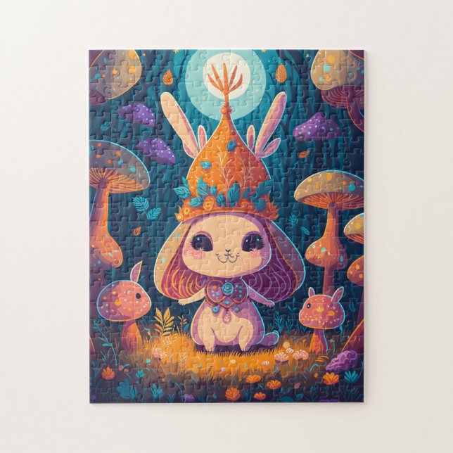 Puzzle Illustration de la forêt de Bunny Queen Imaginaire (Vertical)