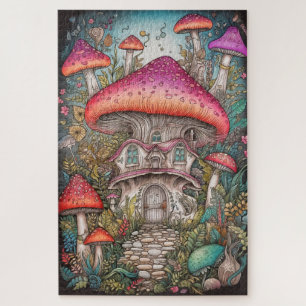 Puzzle Illustration de la forêt de champignons sauvages