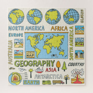 Puzzle Illustration de la géographie Vintage dessinée à l
