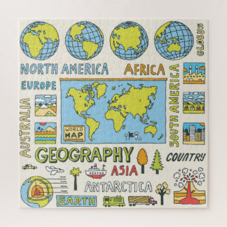 Puzzle Illustration de la géographie Vintage dessinée à l