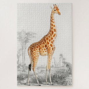 Puzzle Illustration de la girafe Art Vintage Imprimer