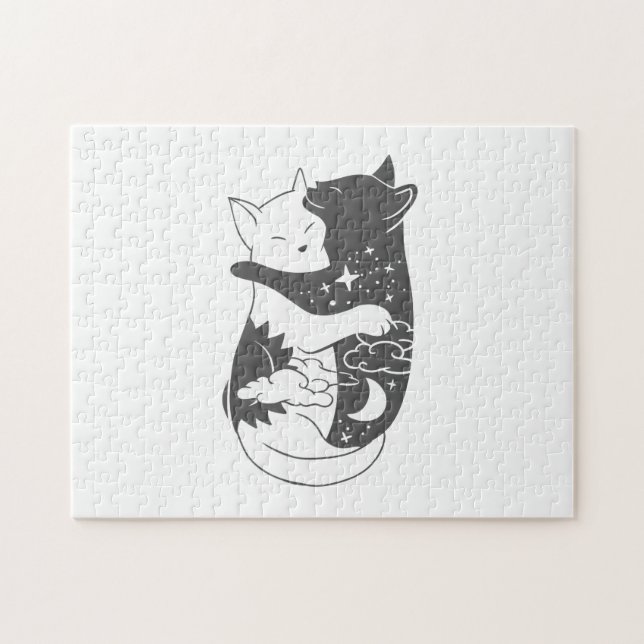 Puzzle Illustration de la nuit du chat de jour - Choisir  (Horizontal)