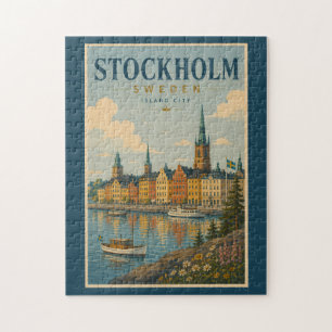 Puzzle Illustration de la skyline de Stockholm en Suède A