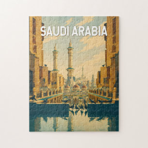 Puzzle Illustration de l'Arabie saoudite Voyage Art Vinta