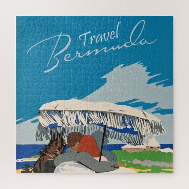 Puzzle Illustration de l'art de voyage des Bermudes vinta (Vertical)