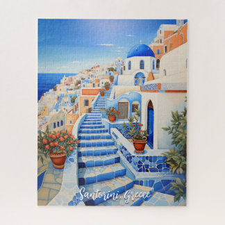 Puzzle Illustration de l'île de Santorin | Art du voyage