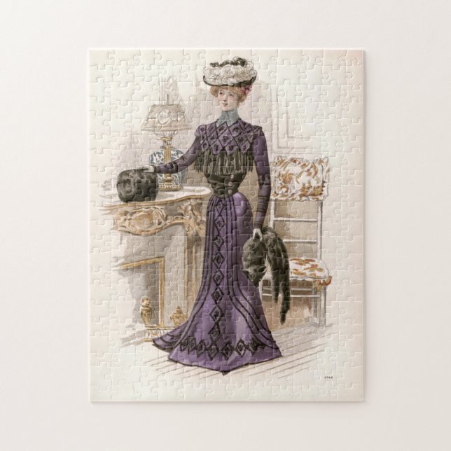 Puzzle Illustration de mode de dame fox édouardienne vint (Vertical)