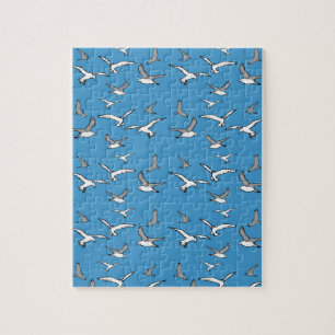 Puzzle Illustration de mouettes volant haut dans le ciel