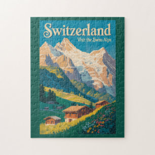 Puzzle Illustration de paysage suisse Art de voyage