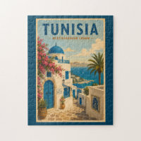 Illustration de paysage tunisien Art de voyage vin