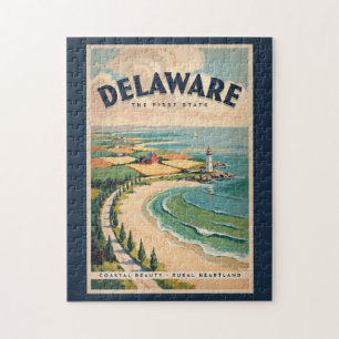 Puzzle Illustration de phare du Delaware Art de voyage ré