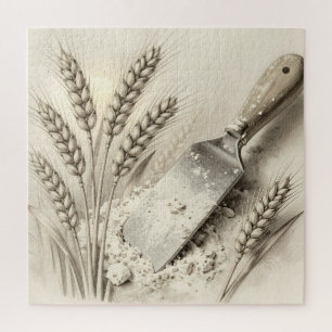 Puzzle Illustration de racloir à pâte en farine avec des