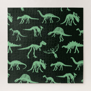 Puzzle Illustration de silhouette Vintage des os de dinos