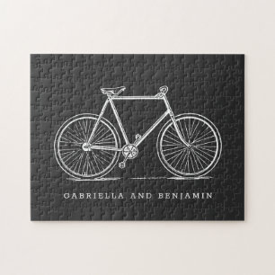 Puzzle Illustration de vélo vintage en noir personnalisée