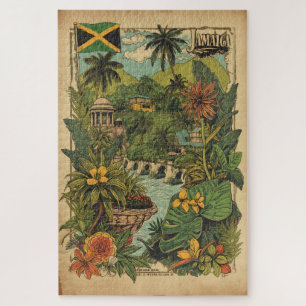 Puzzle Illustration de voyage à la Jamaïque de style vint
