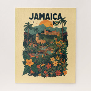 Puzzle Illustration de voyage à la Jamaïque de style vint