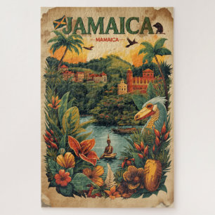 Puzzle Illustration de voyage à la Jamaïque de style vint