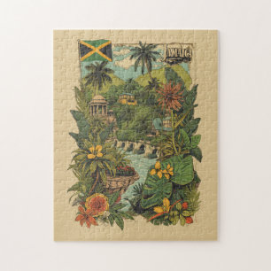 Puzzle Illustration de voyage à la Jamaïque de style vint