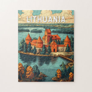 Puzzle Illustration de voyage d'art vintage de Lituanie