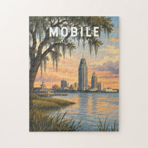 Puzzle Illustration de voyage d'art vintage Mobile Alabam