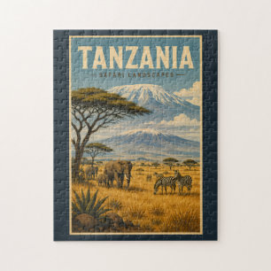 Puzzle Illustration de voyage de zèbre de safari en Tanza