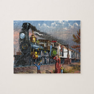 Puzzle Illustration de voyage du train vintage