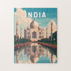 Puzzle Illustration de voyage en Inde Art vintage