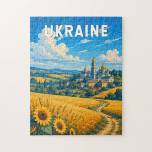 Puzzle Illustration de voyage en Ukraine Art vintage