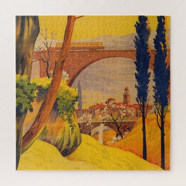 Puzzle Illustration de voyage ferroviaire vintage (Vertical)