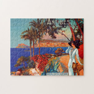 Puzzle Illustration de voyage vintage Antibes Côte d'Azur