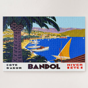 Puzzle Illustration de voyage vintage Côte d'Azur