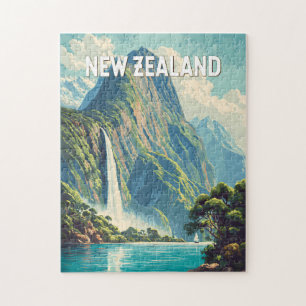 Puzzle Illustration de voyage vintage en Nouvelle-Zélande
