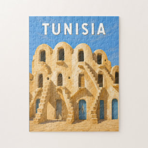 Puzzle Illustration de voyage vintage sur la Tunisie