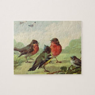 Puzzle Illustration d'oiseaux vintages
