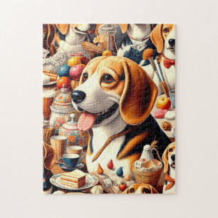 Puzzle Illustration du Beagle rétro