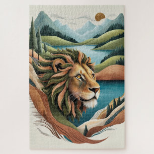 Puzzle Illustration du lion hybride vibrant Faune