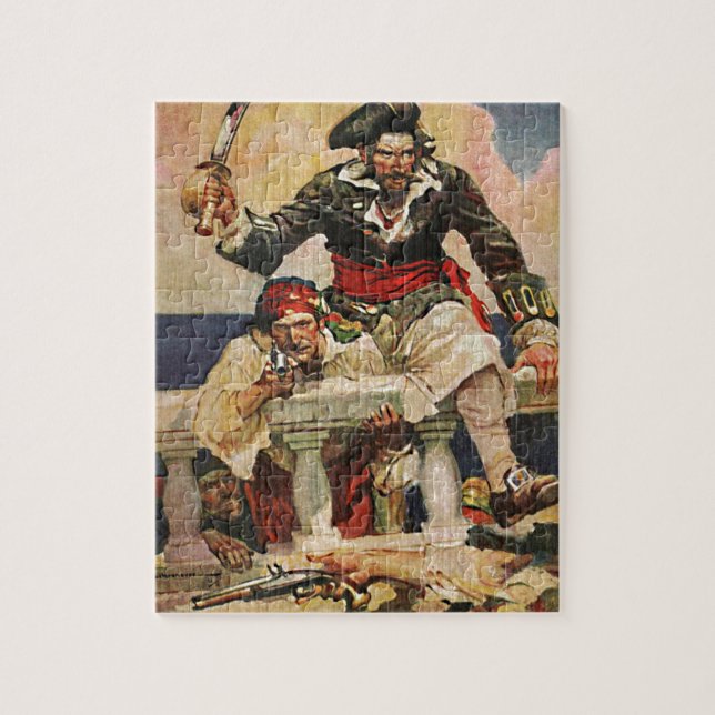 Puzzle Illustration du pirate et de l'accouplement de bar (Vertical)
