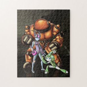 Puzzle Illustration du trio cool de robots heureux